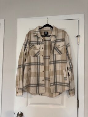 PX Plaid Shacket Jacket - Beige & Cream